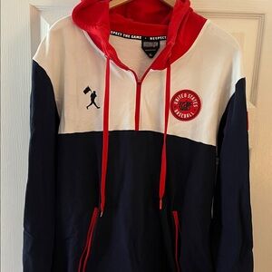 Respect the Game United States Baseball Colorblock Hoodie - Navy/White/Red